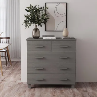 Produktbild von vidaXL Sideboard HAMAR Hellgrau 79x40x80 cm Massivholz Kiefer
