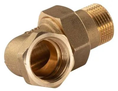 Produktbild von Messing Gewinde-Fitting Winkelverschraubung 90° flachdichtend 3/4' IG - 3/4'AG (DN 20) - schwere Ausführung