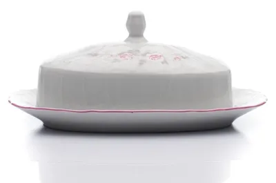 Produktbild von Thun 1794 Butterfass, tschechisches Porzellan, Bernadotte, 250 g, rosa, rosa Streifen, Thun