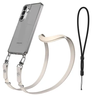 Produktbild von EAZY CASE Handykette magnetisch mit Handyhülle für Samsung Galaxy S26 Plus, Crossbody Handyband 1-1,90m verstellbar mit 2 Ösen in Creme
