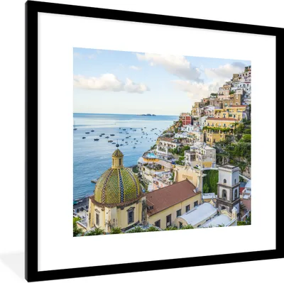 Produktbild von MuchoWow® Gerahmtes Poster Italien - Positano - Wasser 40x40 cm - Poster mit Schwarzem Bilderrahmen Wandposter Rahmen Foto Bilder - Poster - Plakat im Rahmen