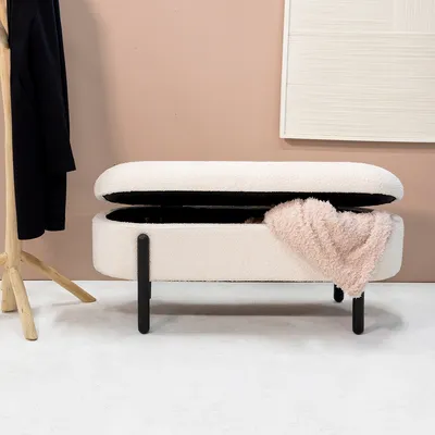 Produktbild von Giga Meubel Flurbank Vieve mit Stauraum - Beige - Stoff - 108x41x48cm