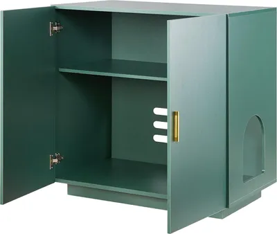Immagine prodotto di Armadietto per gatti SucceBuy, 800x500x790 mm, cassettiera in legno con fori di ventilazione e doppia anta, versatile come tavolino e mobile per la casa del gatto, adatto alla maggior parte delle lettiere