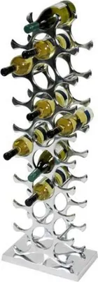 Produktbild von Designer Weinregal für 27 Flaschen aus poliertem Aluminium Höhe 103cm - Wein Ständer, Flaschen Ständer, Flaschen Regal
