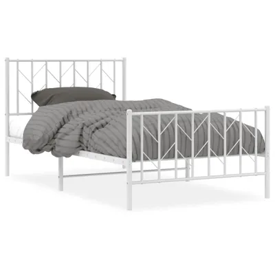 Produktbild von Bettgestell mit Kopf- und Fußteil Metall Weiß 100x200 cm