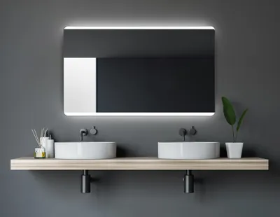 Immagine prodotto di Specchio da bagno con illuminazione Talos Chic 120 x 70 cm - cornice in alluminio di alta qualità con interruttore - specchio illuminato con luce bianca neutra Specchio da bagno