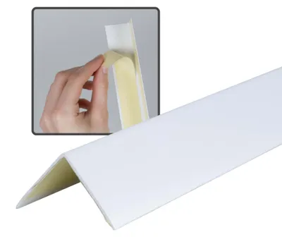 Produktbild von Dalsys Winkelprofil selbstklebend PVC 30x30mm, 200cm Weiß Eckschutzprofil, Eckleiste, hoher Kantenschutz Wand, für Wohn- und Arbeitsbereich sowie Garage geeignet, mit Klebeschutzstreifen