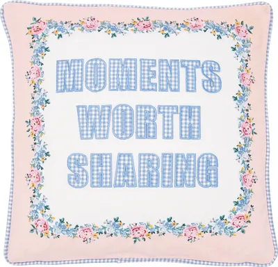 Produktbild von Greengate Laura Moments Kissenhülle dusty blue emb. 40x40 cm