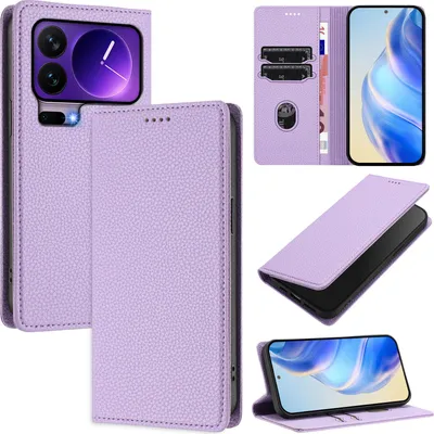 Immagine prodotto di Litchi pelle cellulare caso per Xiaomi 17 Pro Portafoglio slot per schede stand funzione copertura viola