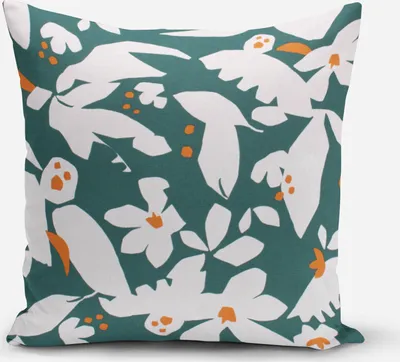 Produktbild von SCHÖNER LEBEN. Kissenhülle Ewazi Blätter Blumen abstrakt grün ecru Größe 70x70cm (HxB) 70x70cm (HxB) Größe