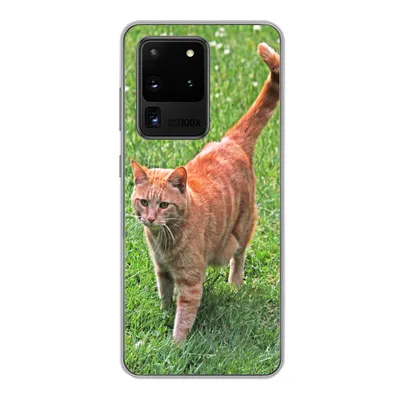 Produktbild von MuchoWow® Handyhülle Schutzhülle Hülle für Samsung Galaxy S20 Ultra Katze - Rot - Katze - Mädchen - Kinder - Jungen - Kind Silikon Softcase Handy Hülle - Karteninhaber