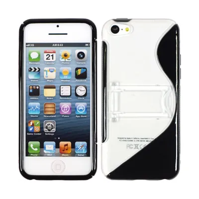 Produktbild von PhoneNatic Case kompatibel mit Apple iPhone 5c - schwarz Silikon Hülle Aufstellbar + 2 Schutzfolien