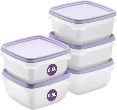 Produktbild von Famanu Aufbewahrungsboxen mit Deckel und Kühlschrankorganizer - 5-teilig, 0,5 l