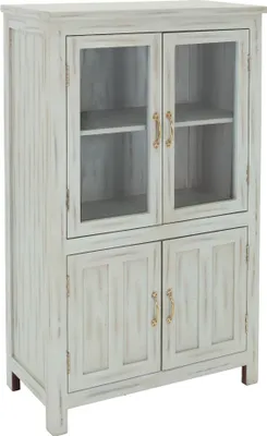 Produktbild von WOMO-DESIGN Highboard Florenz Shabby Chic, Standschrank / Glasvitrine, 79x136x40 cm, Mint, Mangoholz, Anrichte Massivholz, 4 Türen / 4 Ebenen