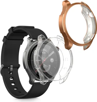 Produktbild von kwmobile 2x Schutzhülle kompatibel mit Huami Amazfit GTR 4 Hülle - Fullbody Cover Set aus Silikon - Rosegold Transparent