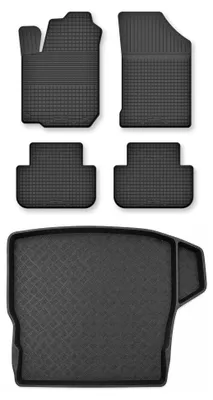 Zdjęcie produktu dla Dywaniki gumowe + mata bagażnika do Toyota Corolla E16 2013-2019 (sedan) – czarne, dobierane – Wielganizator Semi-Universal