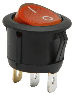 Zdjęcie produktu dla 5x podświetlany okrągły przełącznik kołyskowy SPST WŁĄCZONY/WYŁĄCZONY - przełącznik kołyskowy 250 V AC 6 A (10 A) - czerwona dioda LED z oznaczeniem IO - przełącznik podtynkowy do urządzeń elektrycznych - rozmiar montażowy 20 mm - głębokość montażowa 25 mm - jednostka sprzedaży 5 sztuk [09085RD]