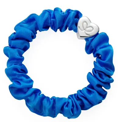 Produktbild von By Eloise London Silver Heart Silk Scrunchie Royal Blue