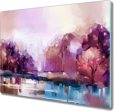 Produktbild von Coloray Hackbrett Kochplattenabdeckung Herdabdeckplatte 60x52 cm Schneidebrett Küchenbrett - Waldbaum-Wasser