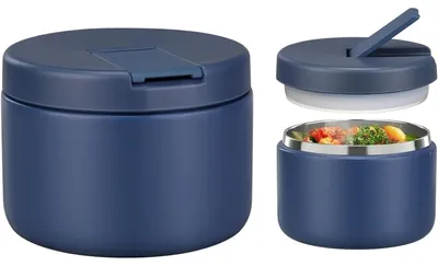 Productafbeelding van Isolatiebox voor eten, 350 ml, roestvrij staal, warmhoudbox voor kinderen, lekvrij lunchbox, blauw