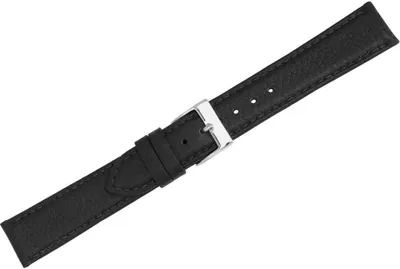 Produktbild von Herzog Kalb Classic > Uhrenarmband schwarz > Leder genarbt Verlauf, Stegbreite:16mm, Schließe:Roséfarben