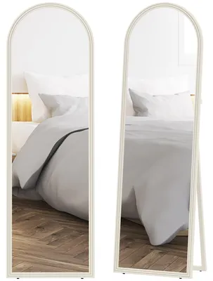 Productafbeelding van Spiegel van volledige lengte, 50 x 160 cm, vrijstaand, wandmontage, gebogen frame, wit