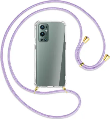 Produktbild von Handykette Backcover-Schutzhülle mit Band (Metall goldfarben) für OnePlus 9 Pro - violett