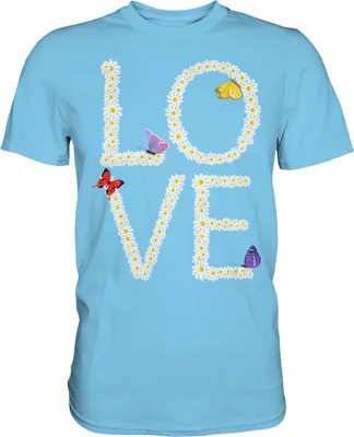 Produktbild von Love Gänseblumen Frauen Schmetterling T-Shirt – Sky Blue / XXL