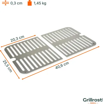 Image de Grilles de cuisson en acier inoxydable INOX pour Weber Go-Anywhere | lavable au lave-vaisselle - set de 2 moitiés