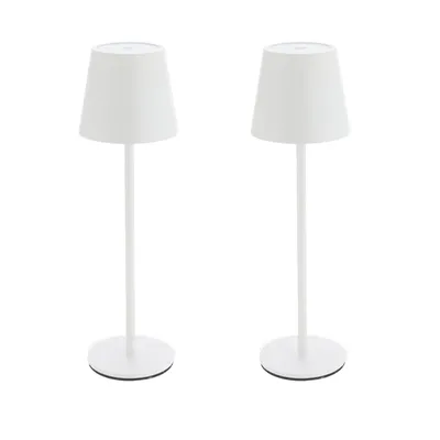Produktbild von 2x XL Metall Akku Tischleuchte Weiß mit Touchfunktion 3 Weisstöne Dimmbar Nachttischlampe Schreibtischlampe