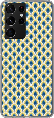 Produktbild von MuchoWow® Handyhülle Schutzhülle Hülle für Telefoonhoesje Samsung Galaxy S21 Ultra Design - Muster - Retro - Gelb - Blau Silikon Softcase Handy Hülle - Mobiltelefon