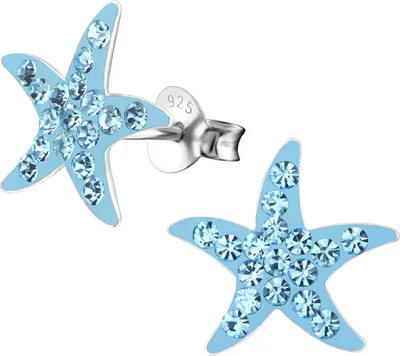 Produktbild von Ohrringe Ohrstecker 925 Sterling Silber Seestern in verschiedenen Farben Farbe - Blau