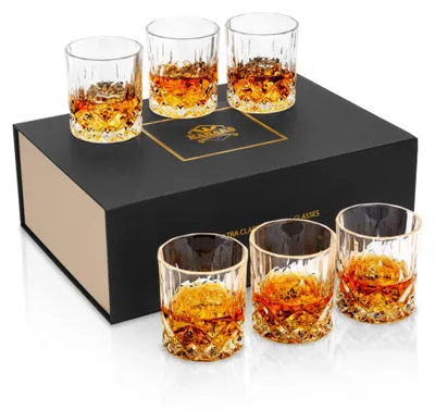 Productafbeelding van KANARS Whiskyglazen, set van 6, 300 ml, helder kristalglas, vaatwasmachinebestendig