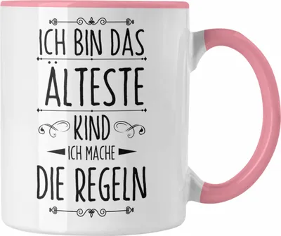 Produktbild von Trendation - Ich Bin Das Älteste Kind Tasse Geschenk Große Schwester Geschwister Bruder Geschenkidee Spruch (Rosa)