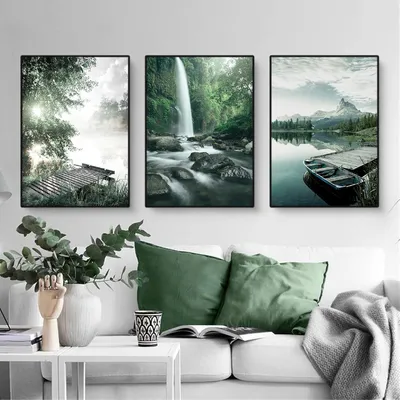 Produktbild von 3-teiliges Poster Set Ästhetik See Wald Blume Moderne Wandbilder 30x40cm