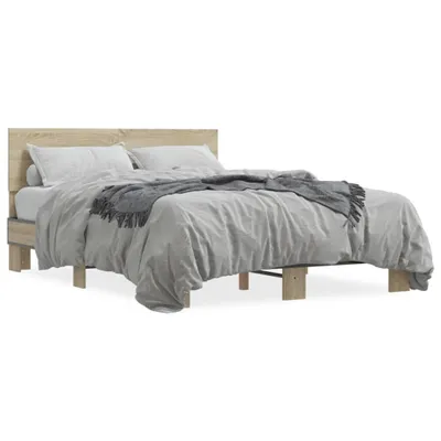 Produktbild von vidaXL Bettgestell Sonoma-Eiche 120x200 cm Holzwerkstoff und Metall