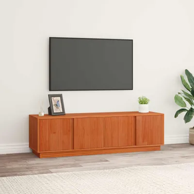 Image de vidaXL Meuble TV Marron cire 140 x 40 x 40 cm Bois de pin massif
