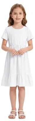 Immagine prodotto di Abito midi a trapezio per bambina, elegante, bianco, taglia 3-4 anni