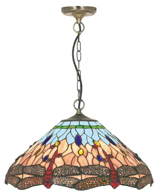 Produktbild von Tiffany Libellula Aufhängung Metall Messing Glas 1 Licht E27
