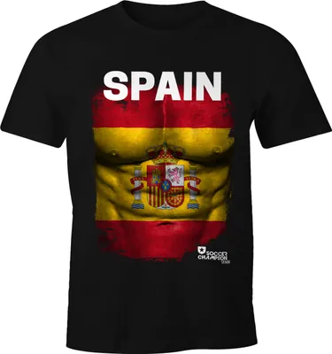 Produktbild von EM T-Shirt Herren Fußball Spanien Spain Flagge Waschbrettbauch España MoonWorks  3XL
