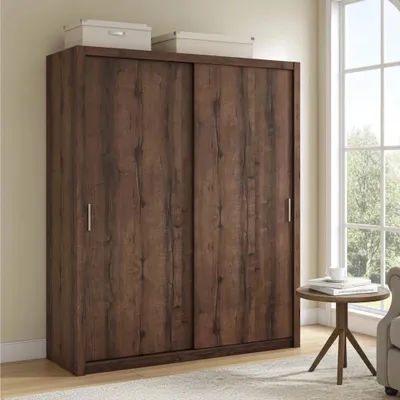 Productafbeelding van Schuifdeurenkast Zenit, 200 cm, slaapkamerkast, schuifdeurenkast, kast (kleur: Monasterie eikenhout, zonder spiegel)