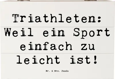 Produktbild von Mr. & Mrs. Panda Geschenkbox Spruch Triathlon Helden 22 x 15 cm - Weiß - Geschenk, Herausforderung, Holzbox, Begeisterung, geschenkkiste, Box, Wettkampf, Sportler, Sport