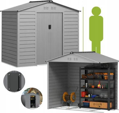 Zdjęcie produktu dla Domek Ogrodowy 213 x 131 x 192 cm Szary 2,43 m² PAKO 84H-352V00SR
