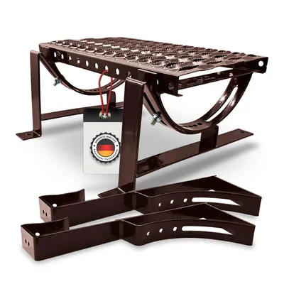 Produktbild von Dachtritt 40 cm für Metalldachziegel 350/35 mm | Schornsteinfegertritt inkl. Laufrost & Montagematerial | Braun (8017)