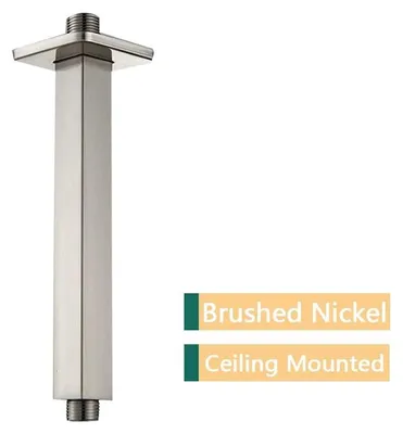Immagine prodotto di Piastra di montaggio per soffione doccia - Miscelatore doccia da montare a soffitto - Raccordo in acciaio inossidabile G1/2 - Tubo di prolunga fisso - Installazione a scomparsa - Finitura in nichel spazzolato