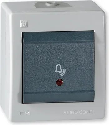 Produktbild von Klingeltaster mit Glimmlampe IP 44 Grau mit Wippe in Anthrazit