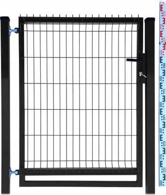 Zdjęcie produktu dla FURTKA 130cm czarna PANELOWA dwa SŁUPKI RAL9005 ogrodzeniowa 133cm
