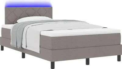 Zdjęcie produktu dla Łóżko sprężynowe z paskami LED Ciemnoszary 120 x 190 cm tkanina