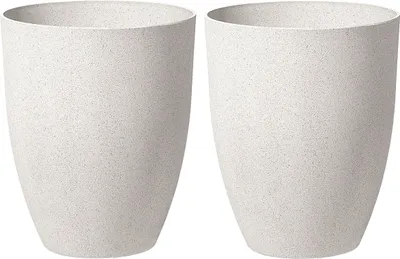 Obrázek produktu pro BELIANI Květináč krémový bílý kámen Polyresin 43 x 43 x 52 cm vnitřní venkovní