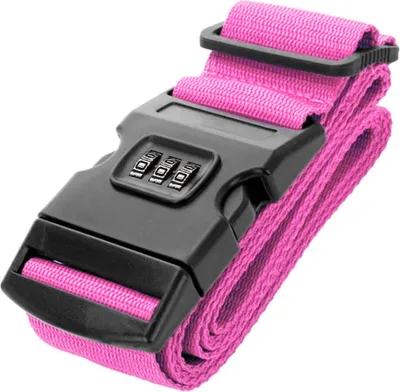 Produktbild von Koffergurt mit Zahlenschloss – verstellbares Kofferband & Gepäckband 180 cm – Rosa – Thousandtravelmiles